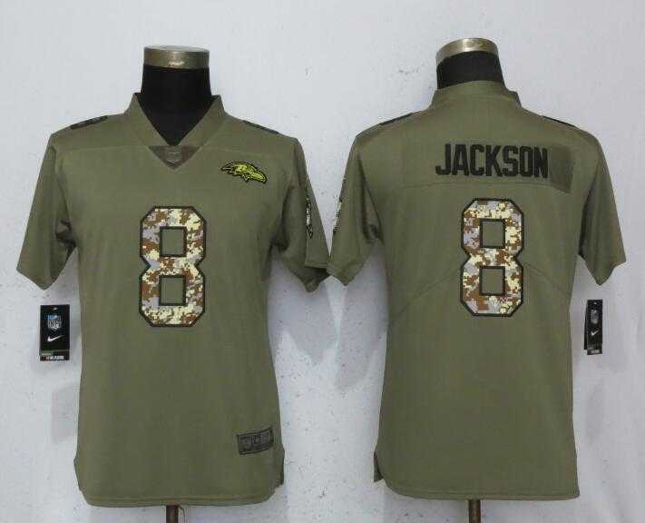 Women Nike Ravens 8 Lamar Jackson Olive Camo Salute To Service Limited Jersey,We sell and wholesale Women Nike Ravens 8 Lamar Jackson Olive Camo Salute To Service Limited Jersey on line form chian!